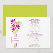 Programme de mariage élégant de bouquet rose et ve (Devant / Derrière)