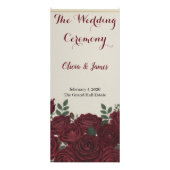 Programme de mariage élégant en bordeaux floral et (Devant)