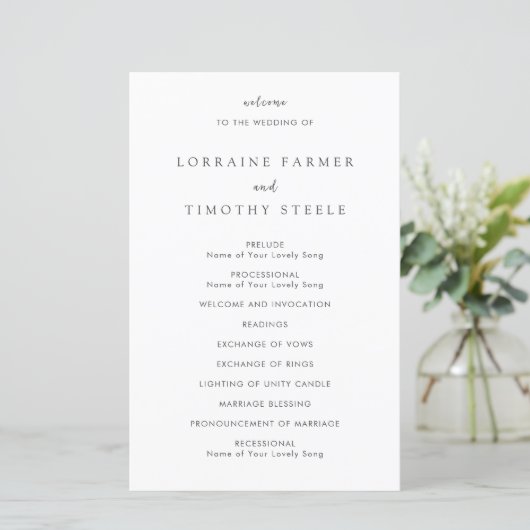 Programme de Mariage Élégant en Noir et Blanc Inte (Debout devant)