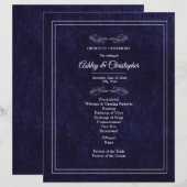 Programme de mariage élégant en velours bleu marin (Devant / Derrière)