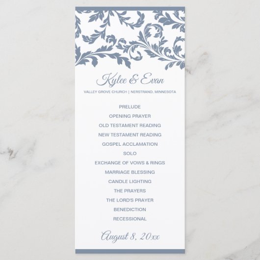 Programme de mariage élégant et haut Flourish | Bl (Devant)