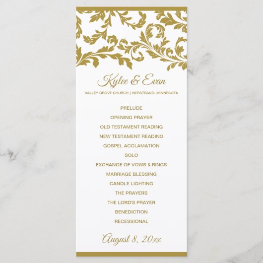 Programme de mariage élégant et haut Flourish | Or (Devant)