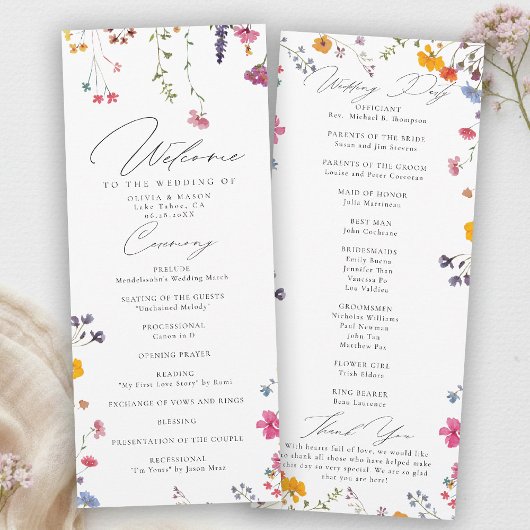 Programme de mariage élégant et moderne pour jardi