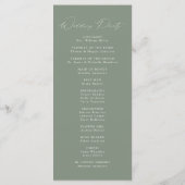Programme de mariage élégant et moderne vert sauge (Dos)