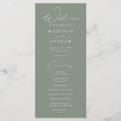 Programme de mariage élégant et moderne vert sauge (Devant)
