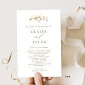 Programme de mariage élégant et simple blanc et or