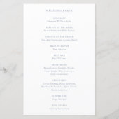 Programme de mariage élégant et simple en bleu pou (Dos)
