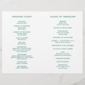 Programme de mariage élégant et simple vert émerau (Dos)