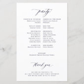 Programme de mariage élégant et sombre bleu marine (Dos)