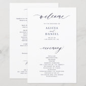 Programme de mariage élégant et sombre bleu marine (Devant / Derrière)