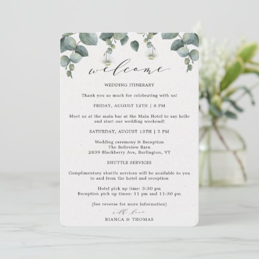 Programme de mariage élégant eucalyptus (Debout devant)