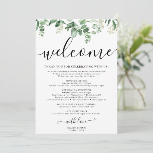 Programme de mariage élégant eucalyptus (Debout devant)