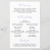 Programme de mariage élégant floral aquarelle lila (Dos)
