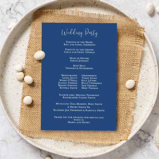 Programme de mariage Élégant Floral Blue