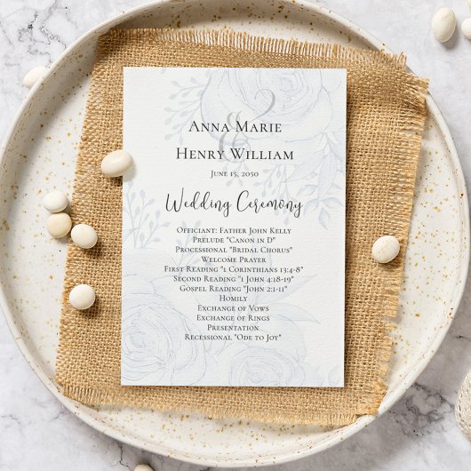 Programme de mariage Élégant Floral Blue