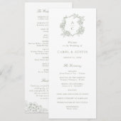 Programme de mariage élégant floral hydrangea vert (Devant / Derrière)