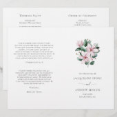 Programme de mariage élégant floral Magnolia rose (Devant / Derrière)