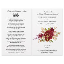 Programme de Mariage Élégant Floral Messe Latine C