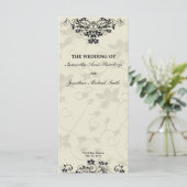 Programme de mariage - Élégant Floral noir et blan (Debout devant)