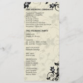 Programme de mariage - Élégant floral noir et ivoi (Dos)