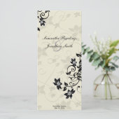 Programme de mariage - Élégant floral noir et ivoi (Debout devant)