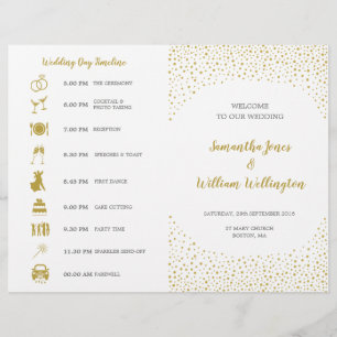 Programme de mariage Elegant Gold Confetti