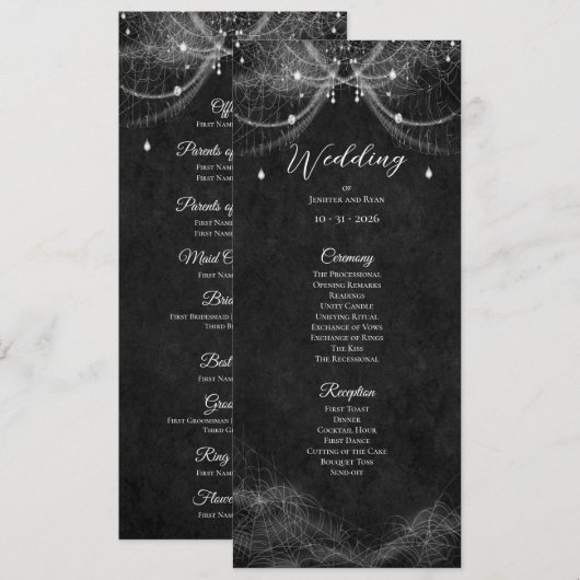Programme de mariage élégant gothique (Devant / Derrière)