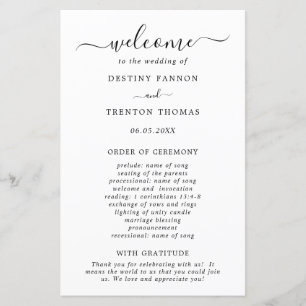 Programme de mariage élégant minimaliste blanc noi
