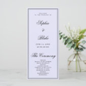 Programme de mariage élégant minimaliste lavande (Debout devant)