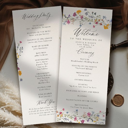 Programme de mariage élégant moderne Wildflower Gr