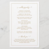 Programme de Mariage Élégant Monogramme Or Traditi (Dos)