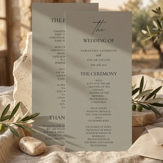 Programme de Mariage Élégant Neutre