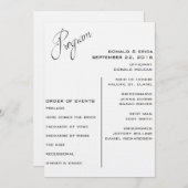 Programme de mariage élégant noir et blanc (Devant / Derrière)