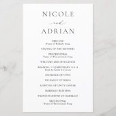 Programme de mariage élégant noir et blanc classiq (Devant)