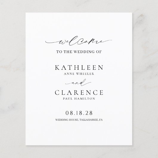 Programme de mariage élégant noir et blanc classiq (Devant)