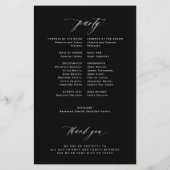 Programme de mariage élégant noir et blanc de budg (Dos)