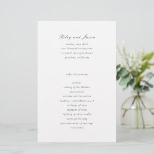 Programme de mariage élégant noir et blanc épuré