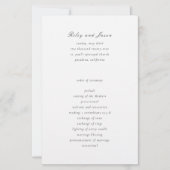 Programme de mariage élégant noir et blanc épuré (Devant)