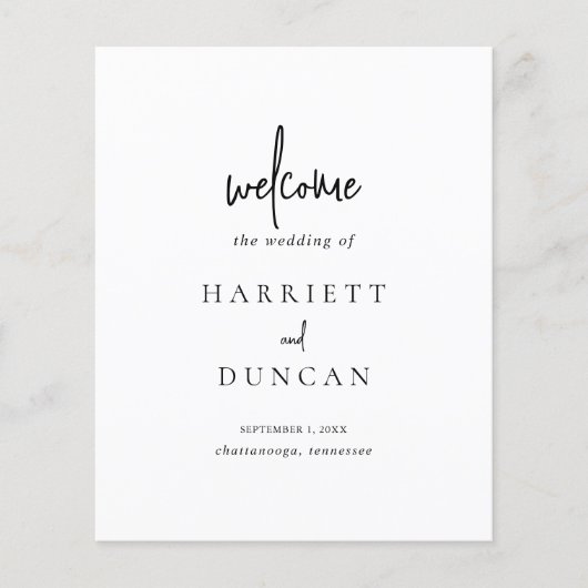 Programme de mariage élégant noir et blanc intempo (Devant)