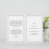 Programme de mariage élégant noir et blanc simple (Debout devant)