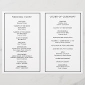 Programme de mariage élégant noir et blanc simple (Dos)