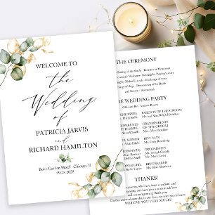 Programme de mariage élégant or et verdure