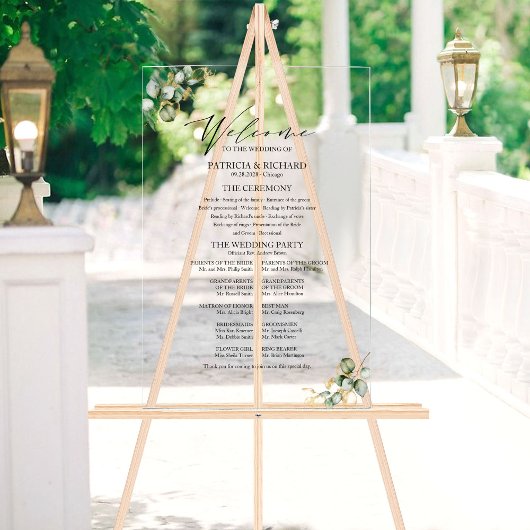 Programme de mariage élégant or et verdure