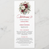 Programme de mariage élégant or rouge bordeaux (Devant)