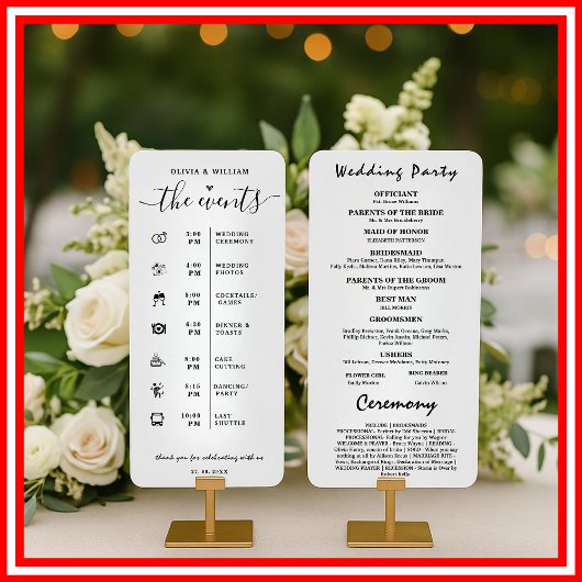Programme de Mariage Élégant Ordre des Événements