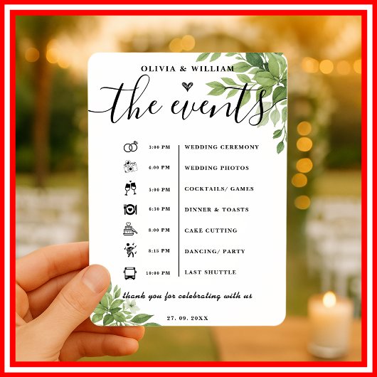 Programme de mariage élégant Ordre des événements