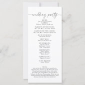 Programme De Mariage Élégant, Ordre Simple Des Évé (Dos)