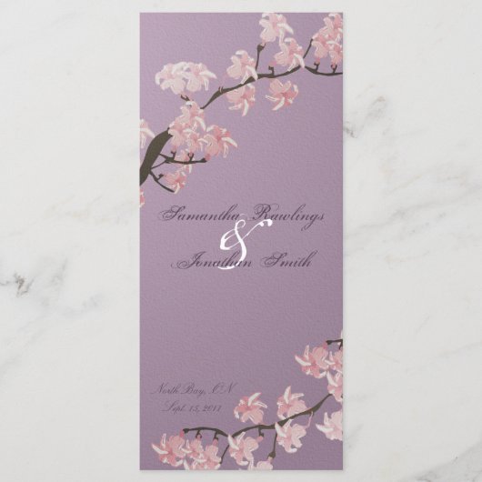 Programme de mariage Élégant pourpre rose cerisier (Devant)