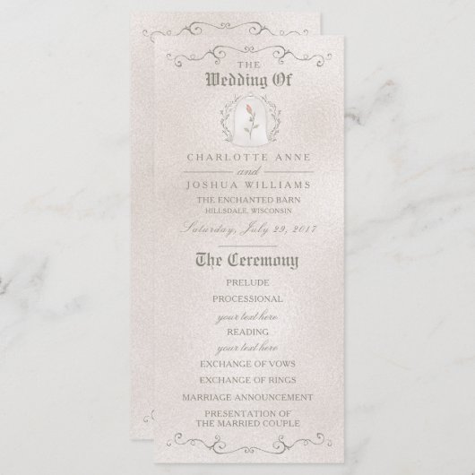 PROGRAMME DE MARIAGE | Élégant Rose de beauté (Devant / Derrière)