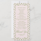 Programme de mariage élégant rose et vert à pois (Dos)